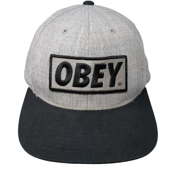Obey Patch Snapback Hat Gray One Size Colorblock Adjustable Vent Holes - Picture 1 of 9